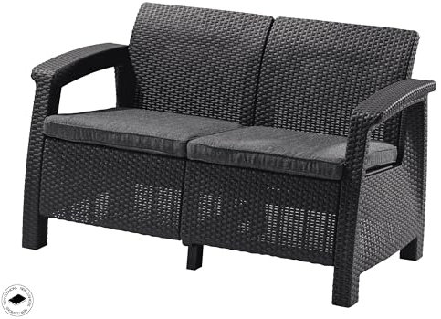 Keter Gartensofa, 2-Sitzer, Korfu – Anthrazit