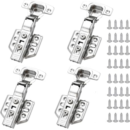 Scharniere 4 Stück,Schrankscharniere mit Hydraulisch Feder Perfekte Softclose Küchenschrank, Scharnier für Küchenschrank, Schranktür, Kleiderschran(24 Schrauben)