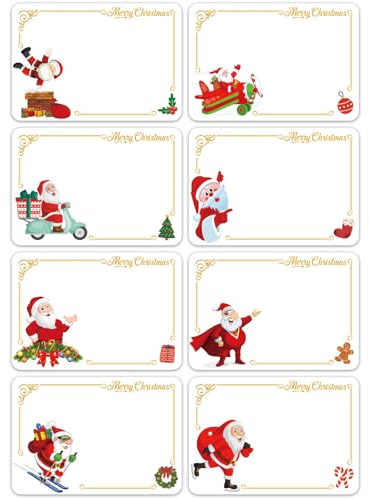 AMLOOPH Christmas Sticky Labels Stickers 120pcs Gift Tags for Presents Christmas Sticker Labels 7x5cm Writable Self Adhesive Sticky Xmas Name Stickers Stick on Present Label Tags for Gift Wrapping