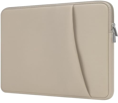 HEDUGO Laptop Sleeve Case with Zipper Accessory Pocket Compatible with 15 to 16 inches MacBook Air/Pro Padded Computer Pouch Cover Shockproof Protective for 15” to 16” Laptop/Chromebook/Tablet, Khaki