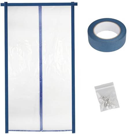BigKing Magnetische Staubschutztür, Transparente Abdeckung, 220 × 110 cm, Inklusive 1 Malerkrepp, 10 Reißzwecken, Anti-Staub-Folie Für Heimdekoration, Renovierung Und Neubau (1 Stück, Transparent B)