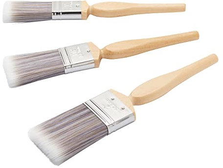 Fit For The Job 3 piece Diamond DIY Paint Brush Set For A Smooth Finish with Emulsion, Gloss and Satin Paints on Walls, Ceilings, Furniture, Wood & Metal - contains 1, 1.5, 2 Brushes