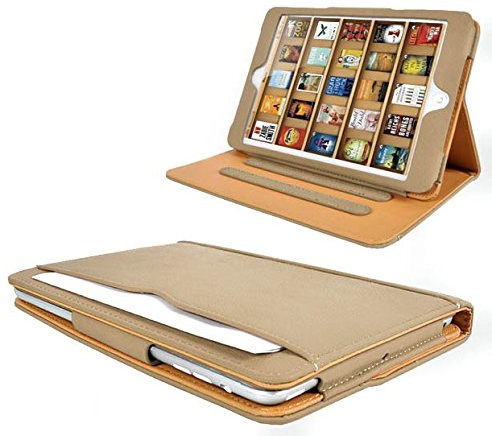 SALE! Iverson iPad 4 leather wallet cover case compatible with iPad 2 and iPad 3 (KHAKI)