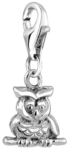 Nenalina Eule Karabiner Charm Anhänger für Bettelarmband aus 925 Sterling Silber 713110-000
