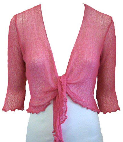 Rebeca estilo bolero simple, de punto, corta, con lazada Rosa English Rose Talla única