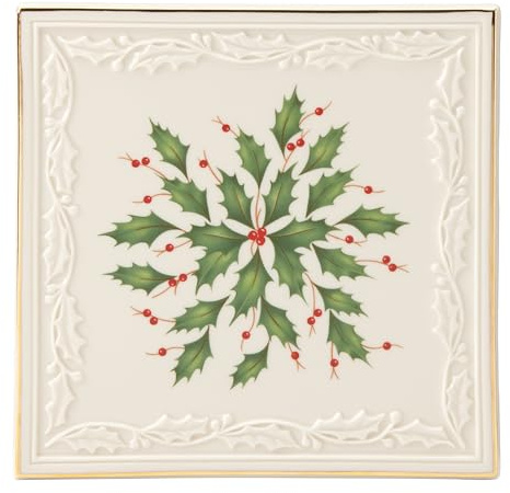 Lenox 870020 Holiday Carved Trivet, Porcelain, Multicolor | heat-resistant | for hot dishes and pots, gift for women, coasters and pot holders alternative, pot holders item