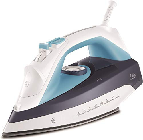 Beko Ferro da Stiro SIM7124B 2400W di Potenza, 2400 W, 300 milliliters, Plastica, Bianco/Blu