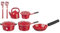 Melody Jane Dolls House Red Spot Saucepan Pan Set & Kettle Kitchen Accessory