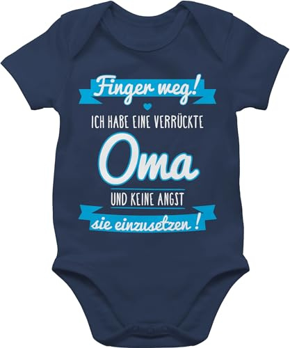 Shirtracer - Baby Body Kurzarm - Sprüche - Ich habe eine verrückte Oma blau