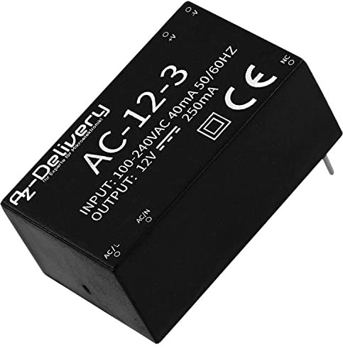 AZDelivery 220V to 12V Mini Power Supply Module compatible with Raspberry Pi
