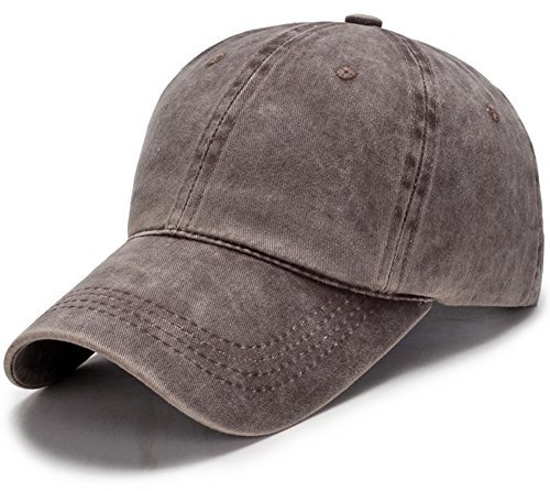 Roffatide Unisex Gewaschen Twill Cotton Baseball Kappe Vintage Verstellbare Sonnenhut Mütze Braun