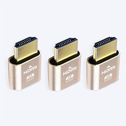 DTECH HDMI Dummy Plug 4K Display Emulator kompatibel mit Windows Mac OSX Linux (Fit-Headless, 3 Stück)