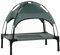 PawHut Lit Chien sureleve avec Parasol, lit de Camp Chien Chat sur Pieds Tissu Oxford Respirant, Anti-UV Cadre en métal Sac de Transport Inclus Couchage extérieur pour Chat 161 x 46 x 61 cm Gris Noir