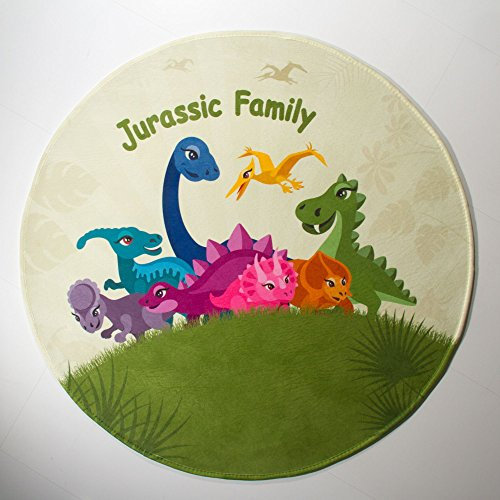 Dinosaurier Teppich Dino Kinderteppich Kinderzimmer Jurassic Family, rund, Ökotex, Größe: Ø 100 cm