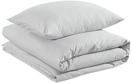 Amazon Basics – Bettwäsche-Set, aus leichter Baumwolle, 135 x 200 cm / 50 x 80 cm, Sanftes Grau