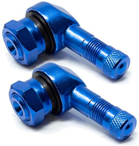 2X Alu Eckventil/Winkelventil BZW. abgeflachtes Motorrad Auto Reifen Autoventil abgewinkelt - 11,3 mm - Farbe Blau