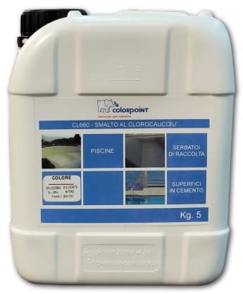Color point SMALTO VERNICE PITTURA PER PISCINA PISCINE AL CLOROCAUCCIU BIANCO 5 KG