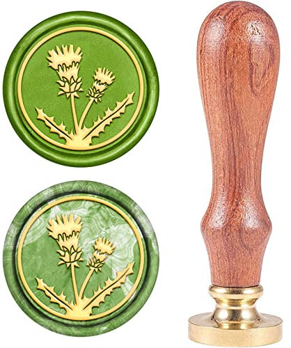 craspire Wachssiegelstempel, Wachssiegelstempel Distelgras Jahrgang Wachs-Siegel-Stempel Retro Holzstempel Abnehmbar Messingdichtung Holzgriff Für Hochzeitseinladungen Verschönerung