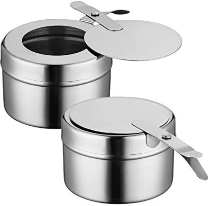 Brennpastenbehälter 2 Stück Edelstahl Brennbehälter mit Bajonettverschluss Pastenbrenner Brennpaste Tragbarer Fondue Brenner, Edelstahl Brenner Halter, Behälter für Fondue Speisewärmer Chafing Dish