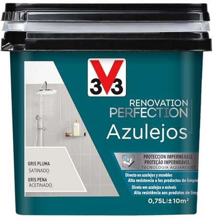 V33 Esmalte Renovation Perfection Azulejos Gris Pluma Satinado 0,75L