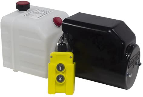 Flowfit 12V 1.6 kW DC Single Acting Hydraulic Power Pack, with Detachable Two Button Pendant (4.5 Litre reservoir)