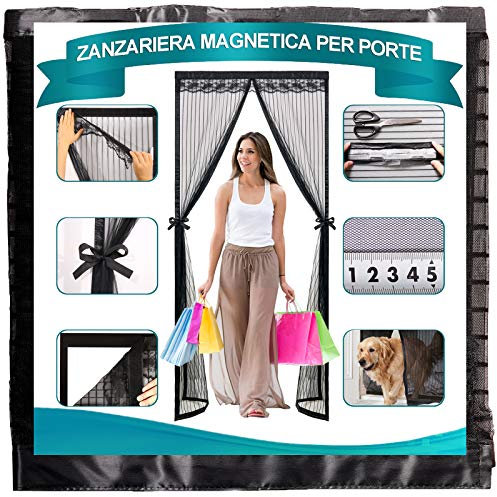 Timizi Magnetica per Zanzariera 200x250cm, Super Silenzioso Rete Zanzariere a Rullo Magnetica Impedendo agli Insetti di Entrare, per Balconi, Portefinestre. - Nero