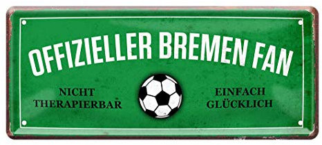 helges-shop Offizieller Bremen Fan - Deko Metallschild - Blechschild für Freie Hansestadt Bremen Anhänger Fans Begeisterte - Wanddeko inkl. Montageset - 28x12cm