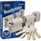 GERCAR Pro - Cilindro a pomolo 45/45 massiccio con pomello, serratura a cilindro, in ottone nichelato opaco, con 5 chiavi, chiave reversibile, A:45, larghezza: 45, set da 1