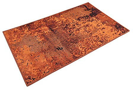 Wecon Home Badteppich, Badematte, rutschfest und Waschbar, Vintage, Room 9 (80 x 150 cm, rostrot)