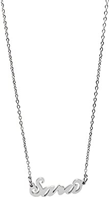 Collana Donna con Nome in Acciaio in corsivo Elegante Girocollo Regolabile Anallergico Color Argento Confezione Regalo Inclusa (Viola)