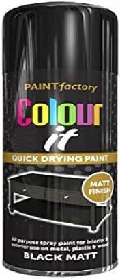 HOMION Colour it prime spray paint 400ml sunshine gloss or matt finish quick drying metal wood aerosol (1, BLACK MATT)