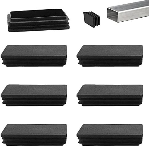 Zaky 12 Stück Lamellenstopfen für Vierkantrohre 100 x 50 mm Schwarz Rechteckrohrestopfen für Quadratrohr Vierkantrohr Kunststoff Fußkappen
