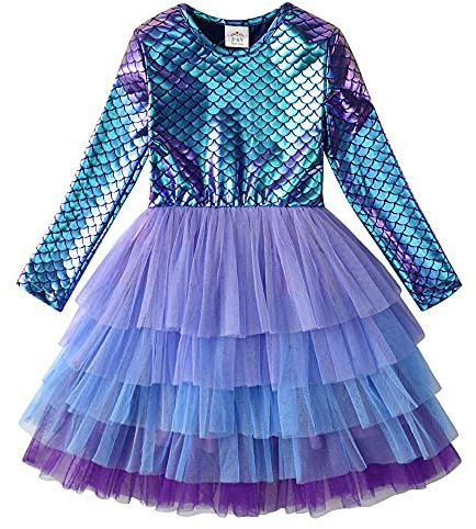 VIKITA Mädchen Kleider Meerjungfrau Prinzessin Tüll Party Hochzeit Kleid Gr.86-128