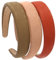 3 STÜCKE Leder Hartes Stirnband Breites PU Gepolstertes Stirnband Retro Style Haarband Mode Bequeme Stirnbänder für Frauen und Mädchen (Khaki + Pink + Orange Rot)