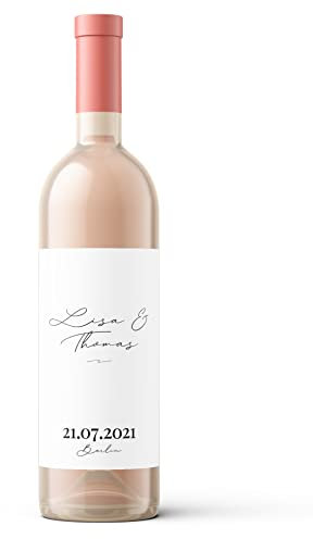 Weinlabel | Hochzeit | Personalisierung mit Namen, Datum und Ort | Persönliches Hochzeitsgeschenk | Weinetikett | Hochzeitswein | Geschenk