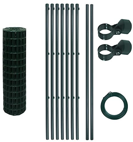 Estexo Gartenzaun-Set mit geschweißtem Gitter für den Gartenzaun, 1,0 x 10 m