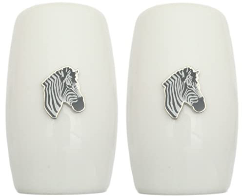 Zebra Enamel China Salt and Pepper Shakers Cruet Set Modern White CSP 407