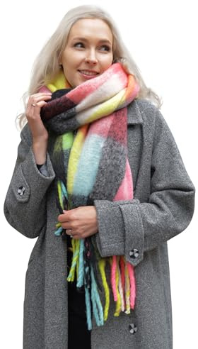 Style Slice Blanket Scarf Women Ladies Scarves Oversized Scarf Tartan Scottish Blanket Shawl Winter Wraps Scarves Women Winter Scarfs Women Pink Grey Black Mustard Red (gray -01)