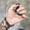 Carufin 24 PCS Funny Moon Stars Acrylic Press on Nails Long Artificial False Nails for Women Girls (C)