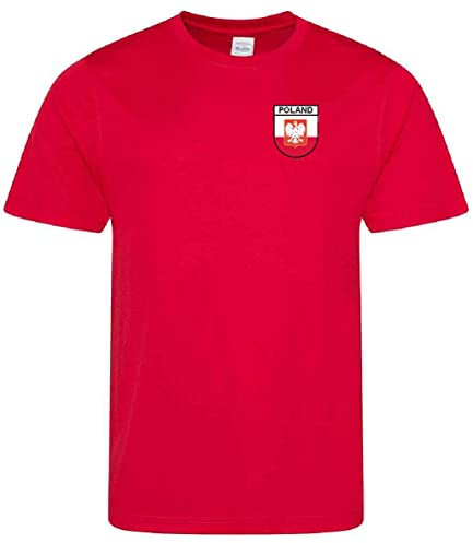 Poland Polish Printed Supporters Unisex Mens Womans T-Shirt for World Cup Football Euros Rugby Non Official (Red, X-Large)