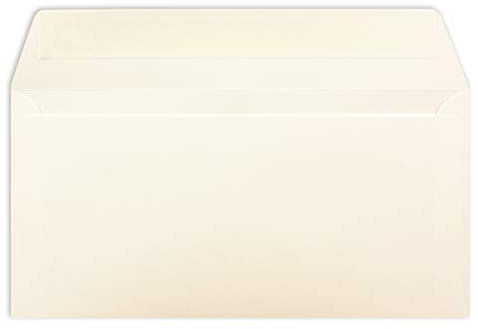 25 DIN Lang Brief-Umschläge Creme - 11 x 22 cm - 120 g/m² Haftklebung Standard Brief-Kuverts für Taufe & Einladungen von Ihrem Glüxx-Agent