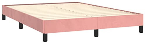 vidaXL Polsterbett, Bett Bettgestell mit Lattenrost, Schlafzimmerbett Doppelbett mit Stützbeinen, Bettrahmen Schlafzimmermöbel, Rosa 140x200cm Samt