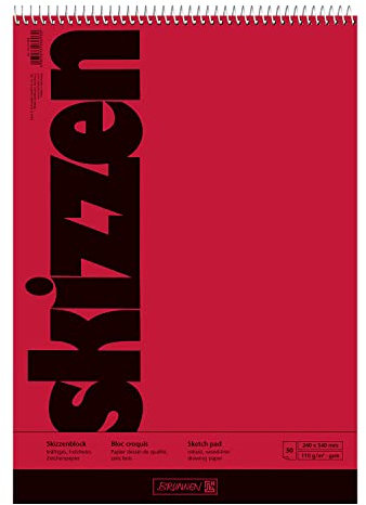 NEU BRUNNEN Skizzenblock mit Spiralbindung, 24x34cm, 50 Blatt, 110g