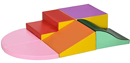 HOMCOM Juego de 6 de Bloques de Espuma para Niños Bloques de Construcción Grandes Figuras de Construcción Juguete para Aprendizaje para Escalar y Gatear Multicolor