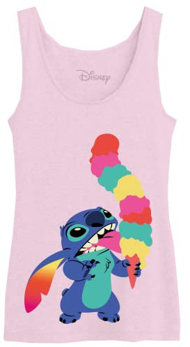 Disney « Stitch Ice Cream Lick » WODLILOTK002 Débardeur Femme, Rose, Taille XS