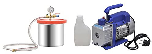 Festnight Vakuumkammer Edelstahl mit Einstufiger Pumpe 7,4 L Vacuum Pump Vakuumentgasungskammer