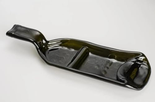 Handmade Wine Bottle Serving Plate - Melted Wine Bottle Cheese Serving Tray - Fused Glass Wine Bottle Trays - Wine and Cheese Tray Gift