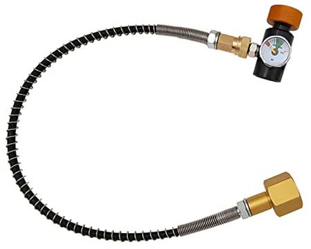 CO2 Cylinder Refill Adapter with Hose, CO2 Tank Direct Adapter, CO2 Refill Connector for Filling Soda Tank, CO2 Tank Soda Maker Accessories (Without Release & Valve)