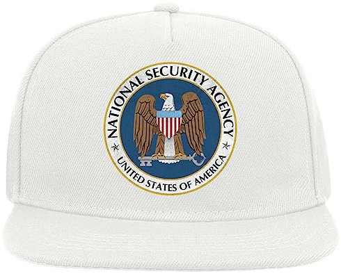 NSA National Security Agency United States of America Eagle 5 Panel Snapback Flat Visor Cap Hat Baseballmütze Weiß