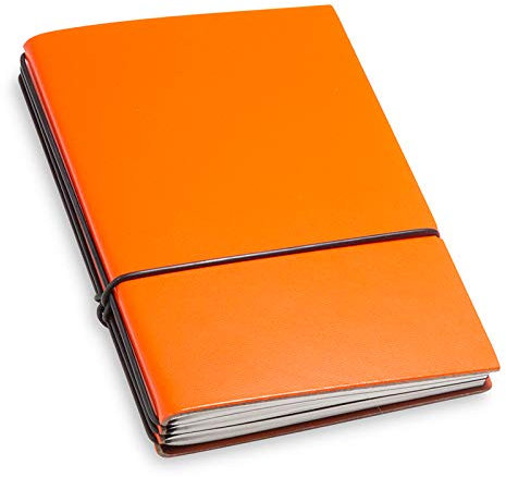 X17- A6 Terminplaner/Organizer 2024-2025 | 18-Monats-Kalender | orange, recyceltem Leder. Austauschbare Hefte: Wochenkalender Classic + 1x Notizen blanko